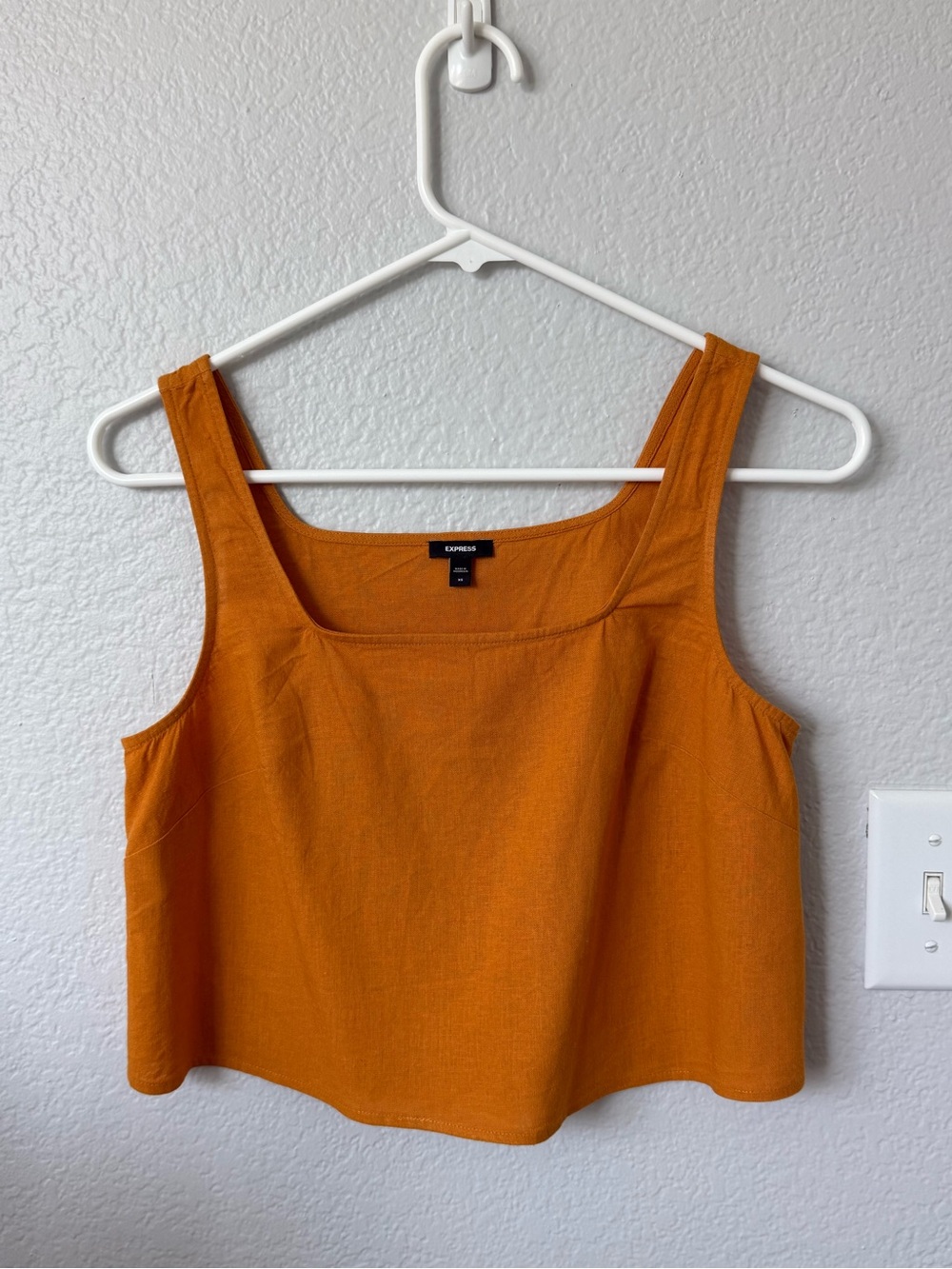 Express Orange Square Neck Crop Tank